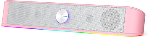VIRELITHA-RGB Desktop Soundbar Dual Speaker Stereo Touch Control Lighting USB Powered for Computer and Desk Setup