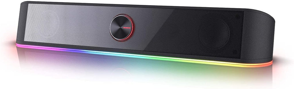 VIRELITHA-RGB Desktop Soundbar Dual Speaker Stereo Touch Control Lighting USB Powered for Computer and Desk Setup
