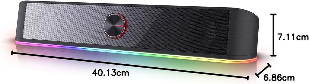 VIRELITHA-RGB Desktop Soundbar Dual Speaker Stereo Touch Control Lighting USB Powered for Computer and Desk Setup
