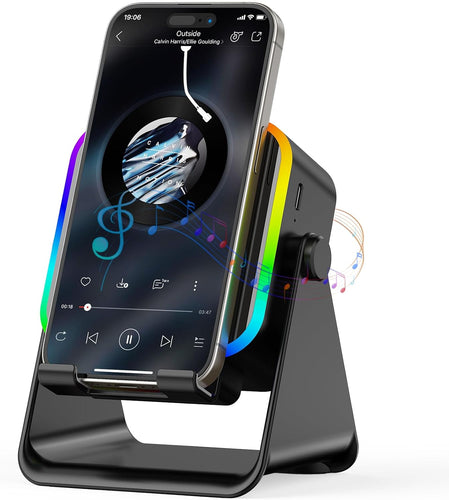 VIRELITHA-Bluetooth Speaker Phone Stand RGB Light Adjustable Desktop Phone Holder Wireless Speaker