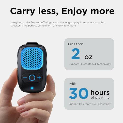 VIRELITHA-Mini Bluetooth Speaker Clip-On Portable Wireless Speaker Long Playtime Compact Speaker