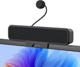 VIRELITHA-Monitor Clip Soundbar with Microphone USB Powered Multiple Mounting Options One Touch Mute for Office and Meetings