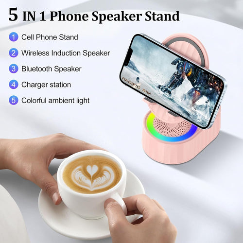 VIRELITHA-Multifunction Bluetooth Speaker Phone Stand with Charging RGB Light Adjustable Desktop Speaker