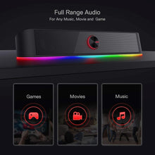 Load image into Gallery viewer, VIRELITHA-RGB Desktop Soundbar Dual Speaker Stereo Touch Control Lighting USB Powered for Computer and Desk Setup