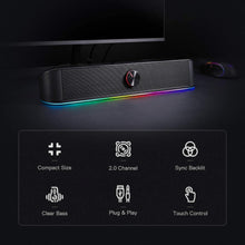 Load image into Gallery viewer, VIRELITHA-RGB Desktop Soundbar Dual Speaker Stereo Touch Control Lighting USB Powered for Computer and Desk Setup