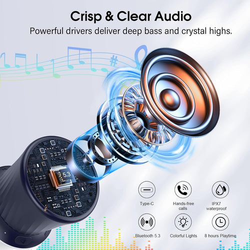 VIRELITHA-Waterproof Bluetooth Speaker with Rotating Control LED Light Suction Base Portable Wireless Speaker