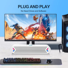 Load image into Gallery viewer, VIRELITHA-USB Powered Desktop Soundbar Stereo Speaker RGB Lighting Top Volume Knob Plug and Play