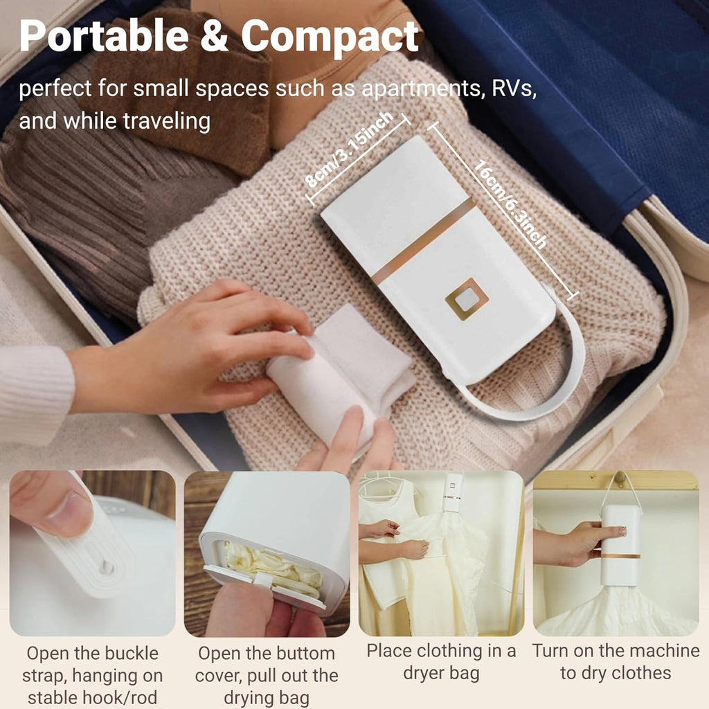 VIRELITHA-Portable Clothes Dryer Hanging Design One Touch Operation Removable Drying Cover Lightweight for Travel Dorm Apartment