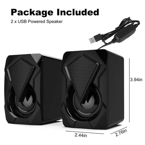 VIRELITHA-Computer Speakers with Stereo Surround Bass, 7 Colors LED Lights, USB-Powered 3.5mm Wired Speakers for PC Smartphone Tablet Projector TV